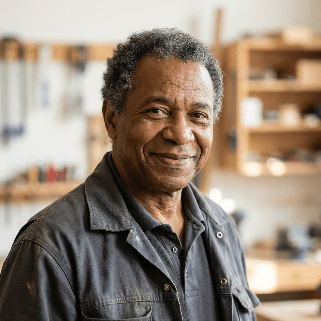 Male homeowner in his 40s, Black, smiling, casual attire